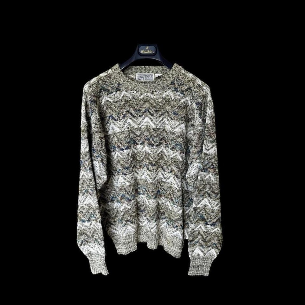 Vintage 90's Method Sweater Men's XL Coogi Style Abstract Knit Acrylic Cotton
